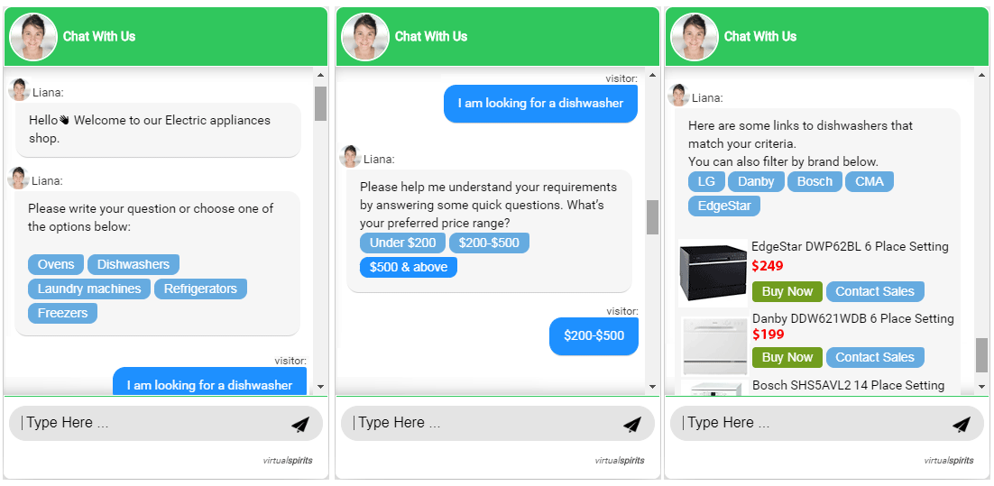 chatbot website examples